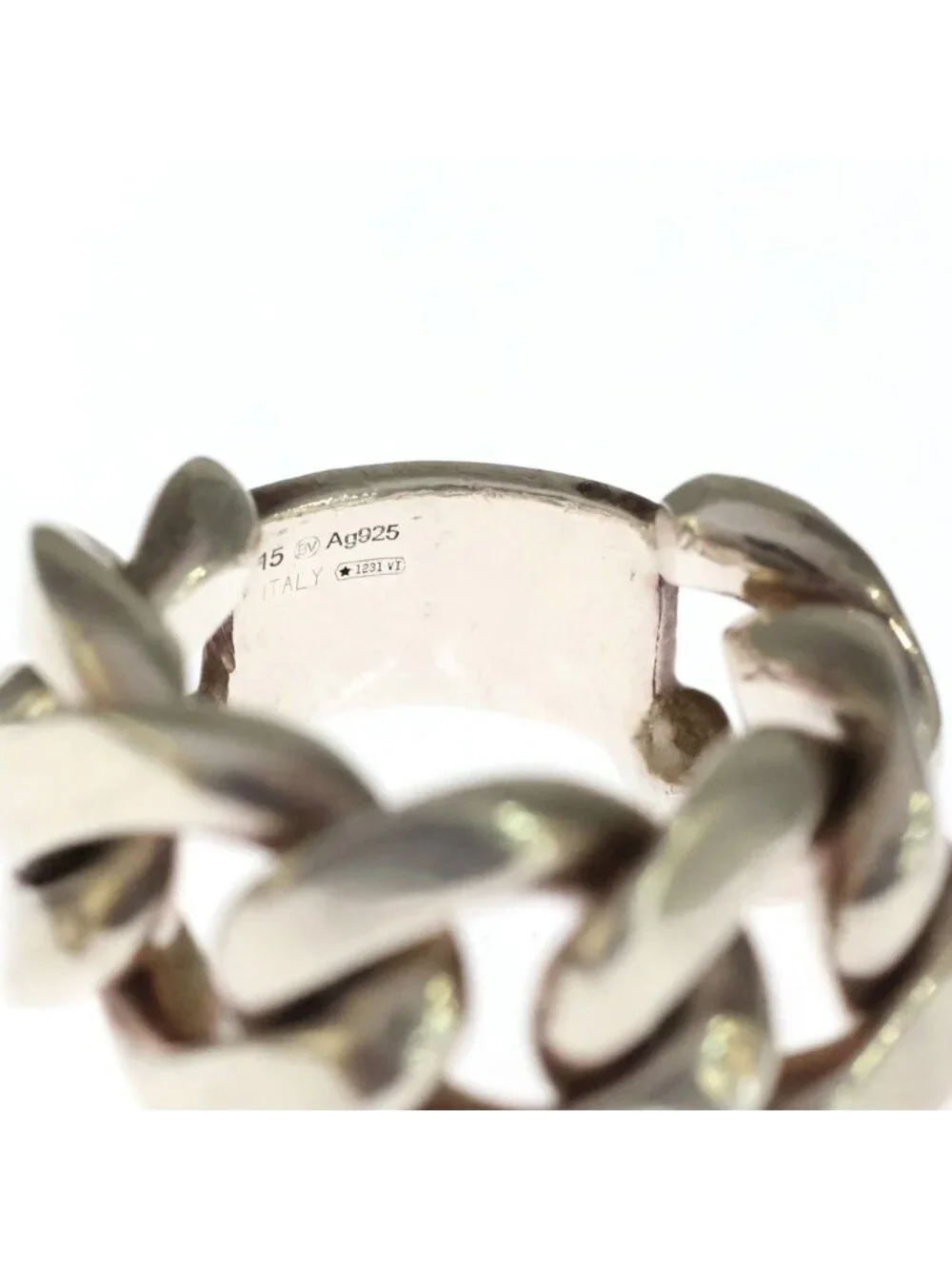 Bottega Veneta Chain Plate Ring Silver